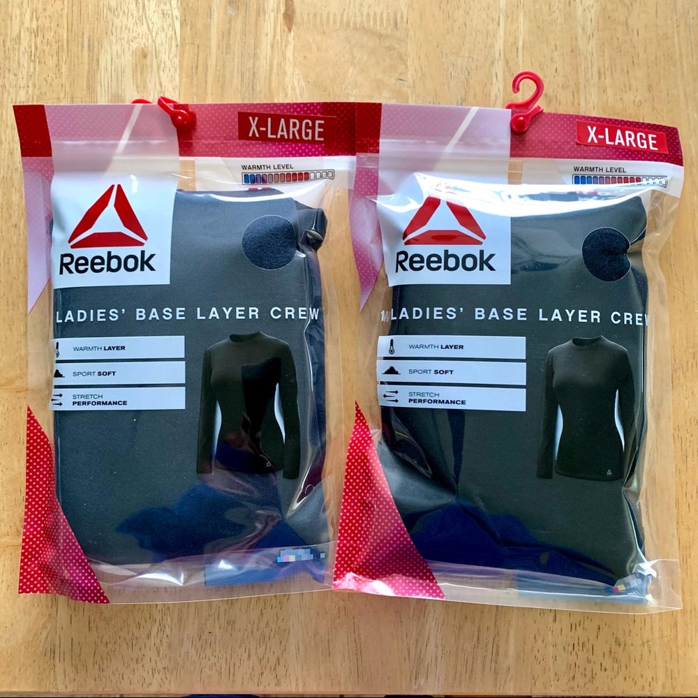 (2) Reebok XL Ladies Base Layer Crews NWT